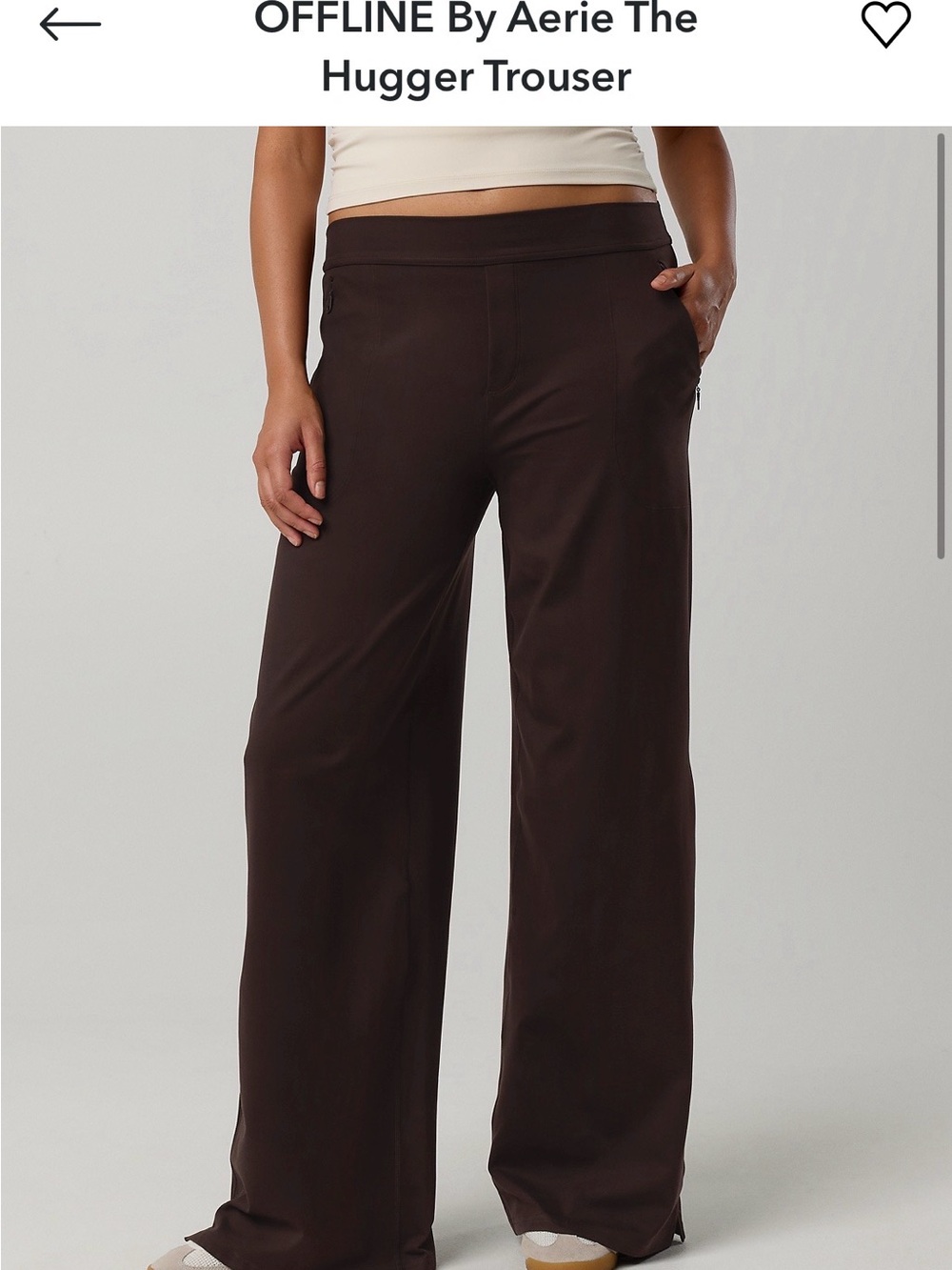 aerie The Hugger Wide Leg Pants in Deep Brown
